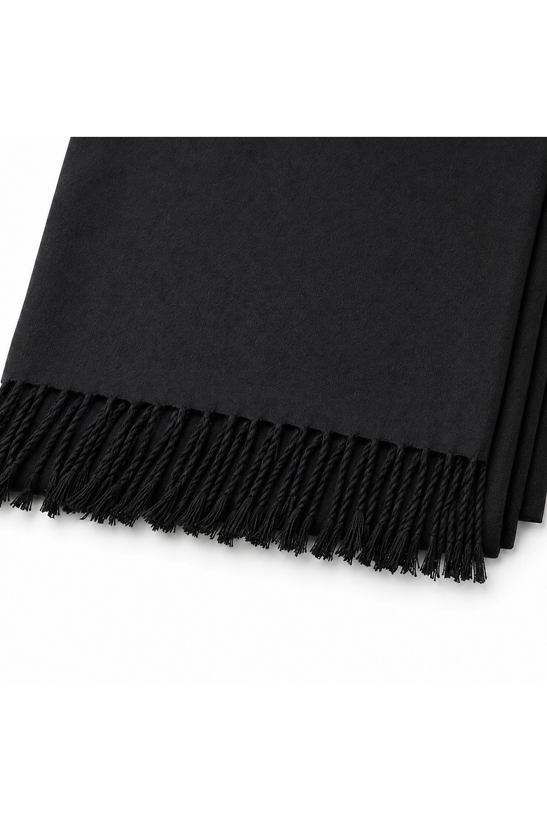 Women's Fringe Trim Viscose Oblong Scarf, Alternate, color, Black