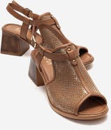 Forever & Always Shoes Janelle Leather Block Heel Sandal