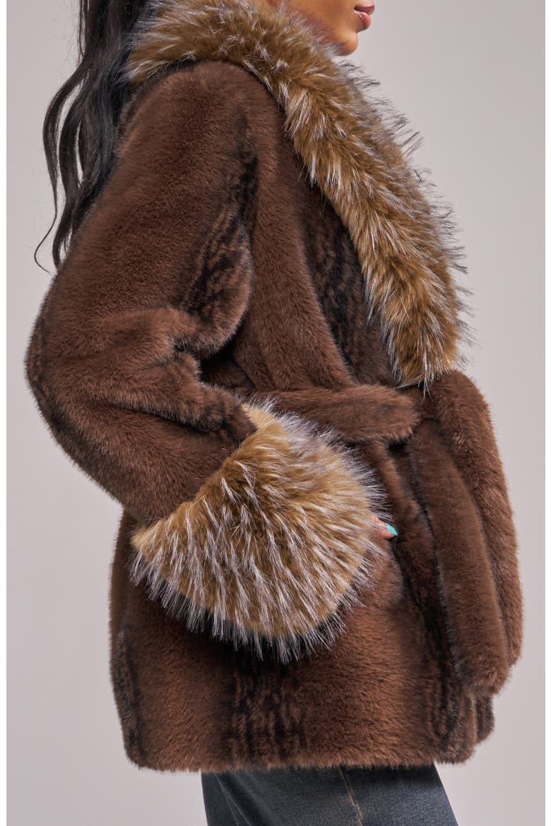 Evara Faux Fur Jacket, Alternate, color, CHOCOLATE