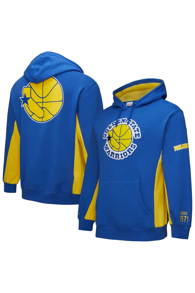 Men's Mitchell & Ness Royal Golden State Warriors Hardwood Classics Team Origins Fleece Pullover Hoodie, Main, color, Royal