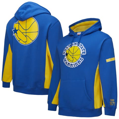 Men's Mitchell & Ness Royal Golden State Warriors Hardwood Classics Team Origins Fleece Pullover Hoodie
