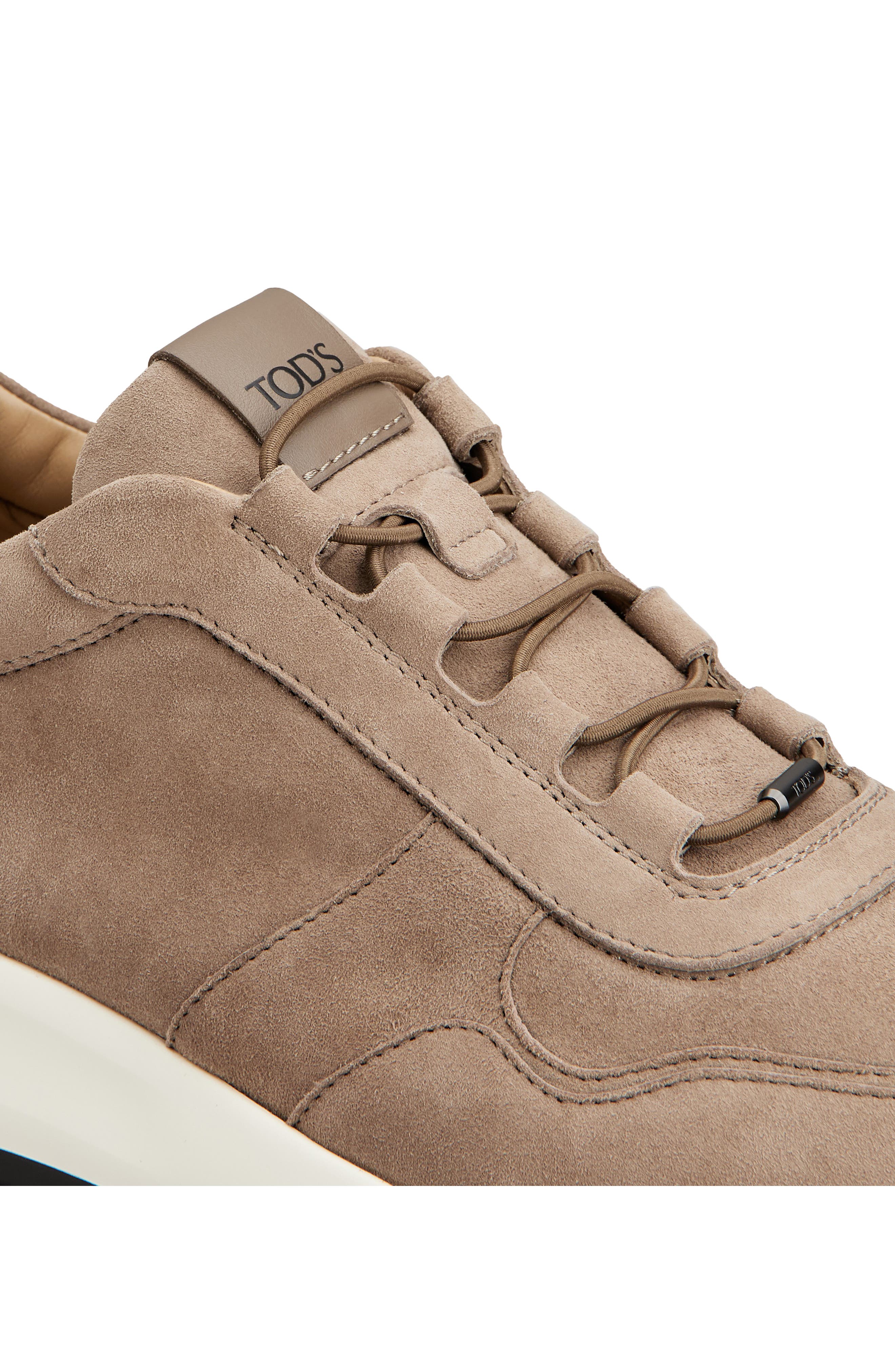 Elastic Lace Leather Sneaker, Alternate, color, CRETA CHIARO/ ARGILLA