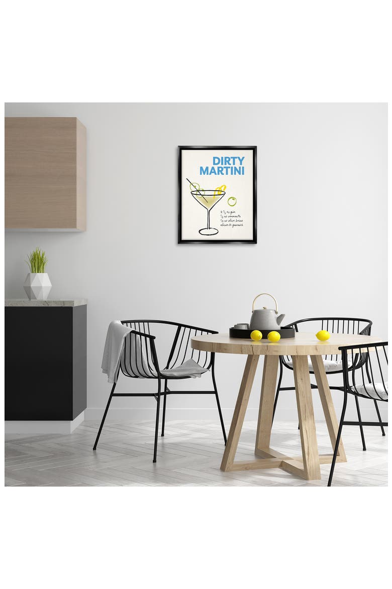 Dirty Martini Recipe Framed Canvas Wall Art, Alternate, color, MULTI-COLOR