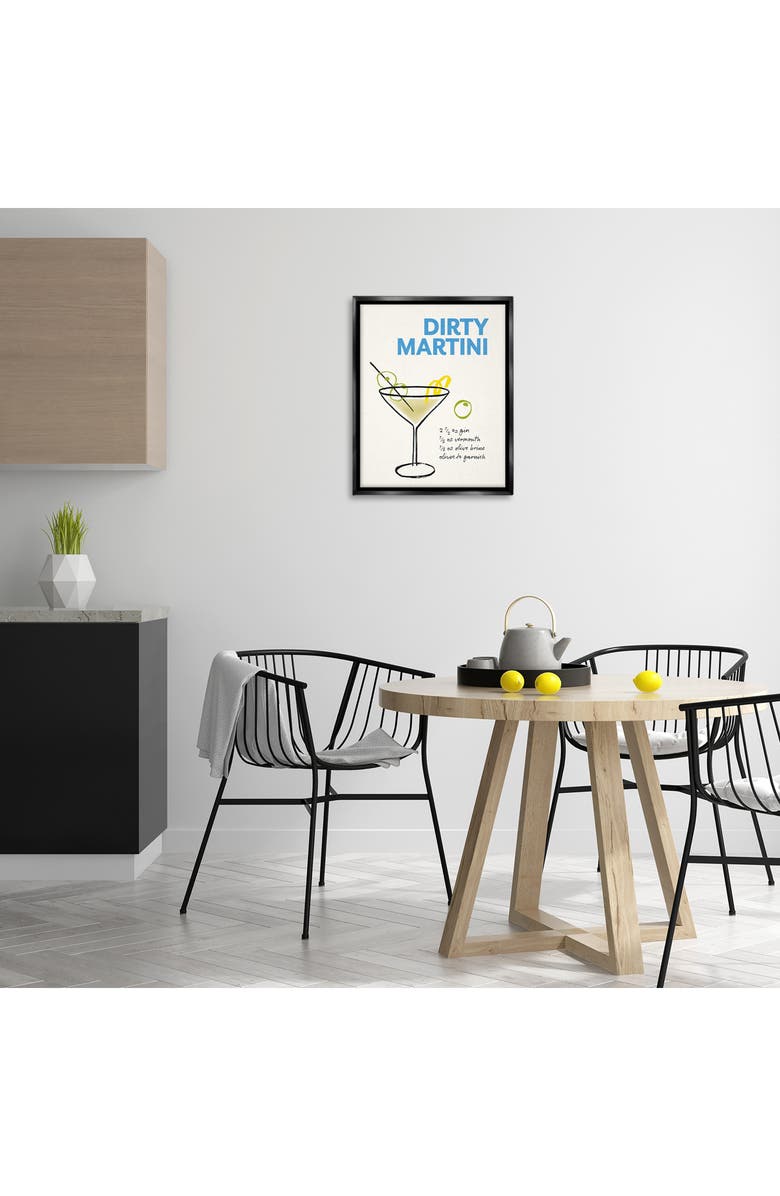 Stupell Industries Dirty Martini Recipe Framed Canvas Wall Art, Alternate, color, Multi-Color