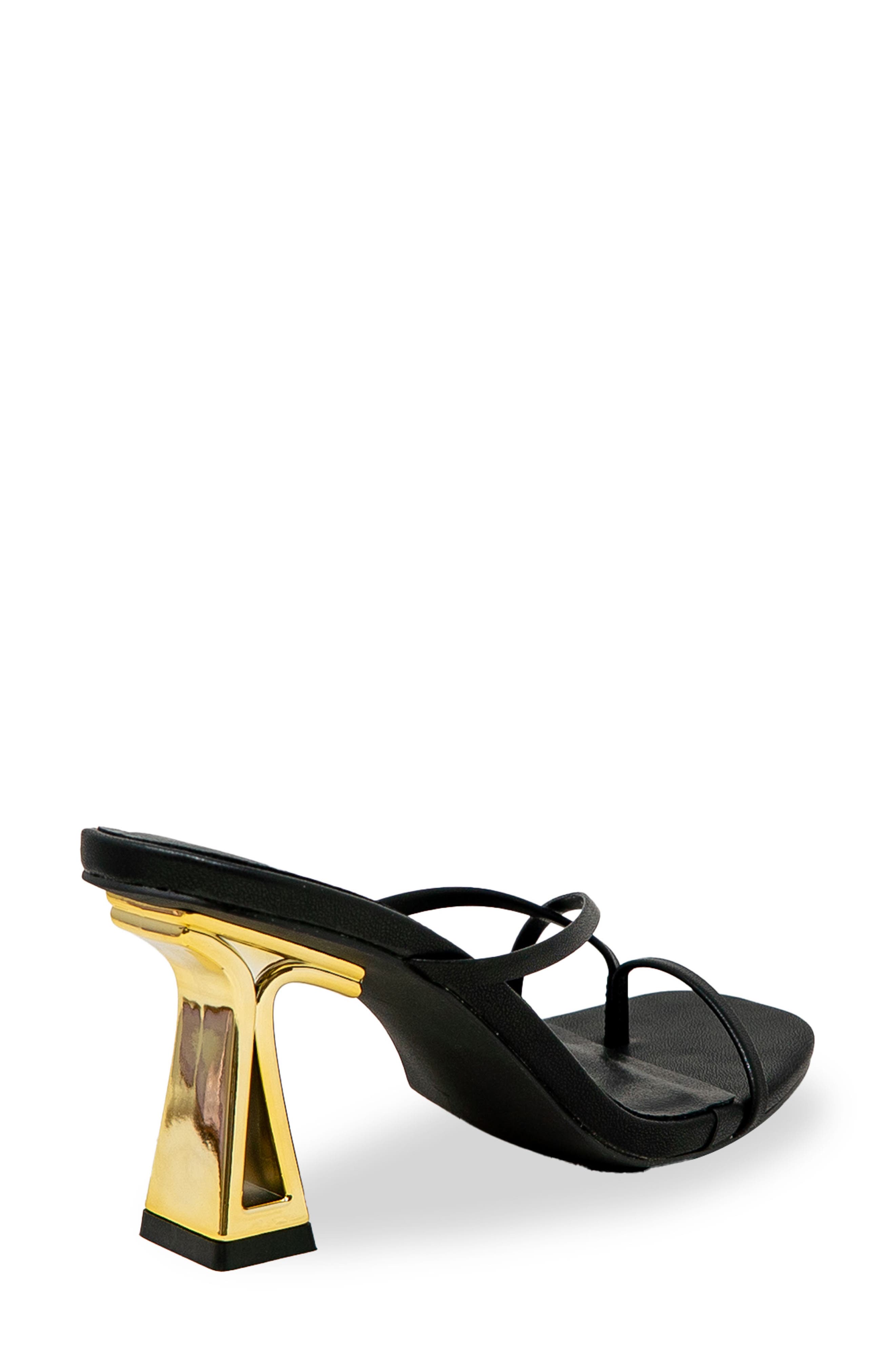 Sculpted Strappy Toe Post Sandal, Alternate, color, BLACK PU