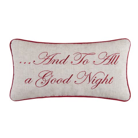 "And To All A Good Night" Embroidered Christmas Accent Pillow 10" x 19"