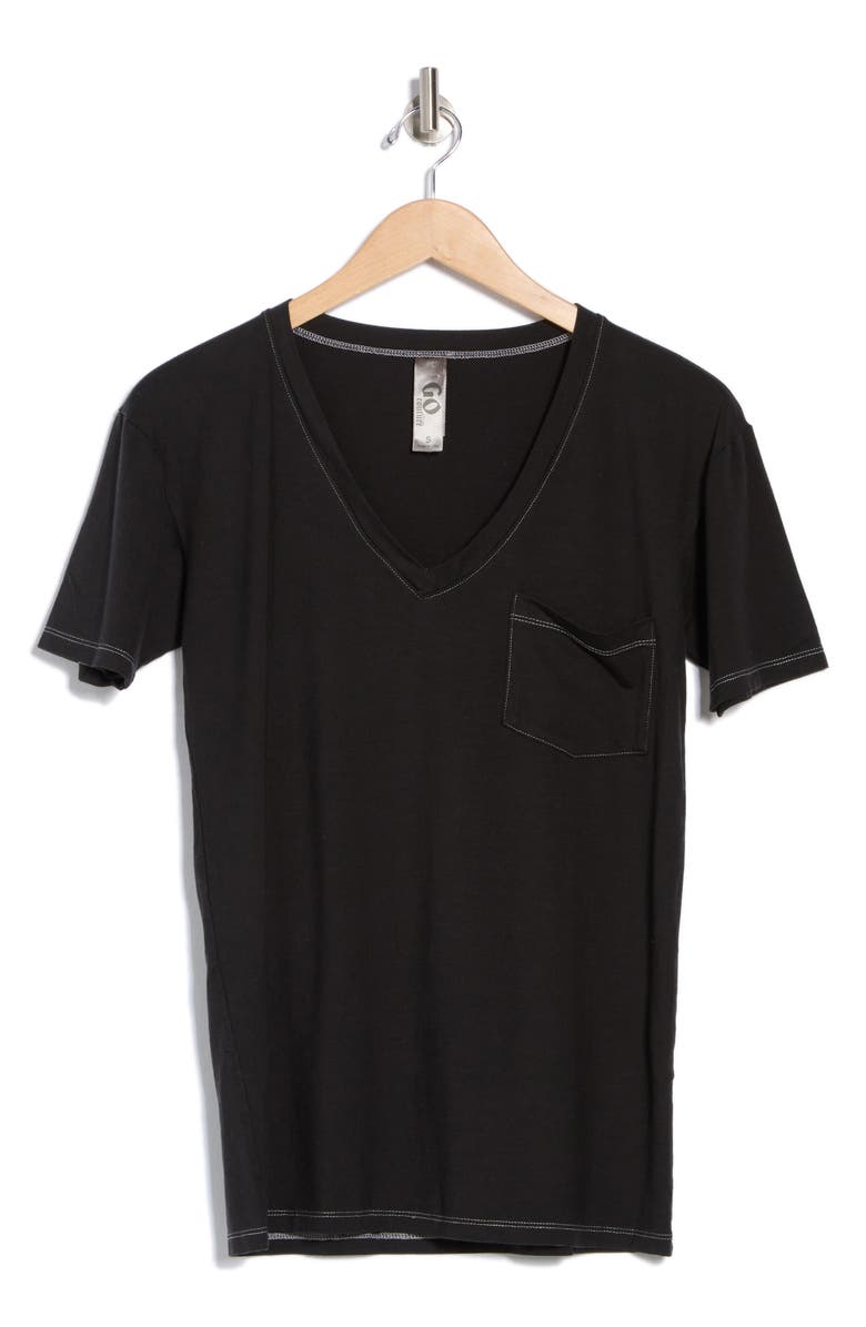 GO COUTURE V-Neck Pocket T-Shirt, Alternate, color, Black