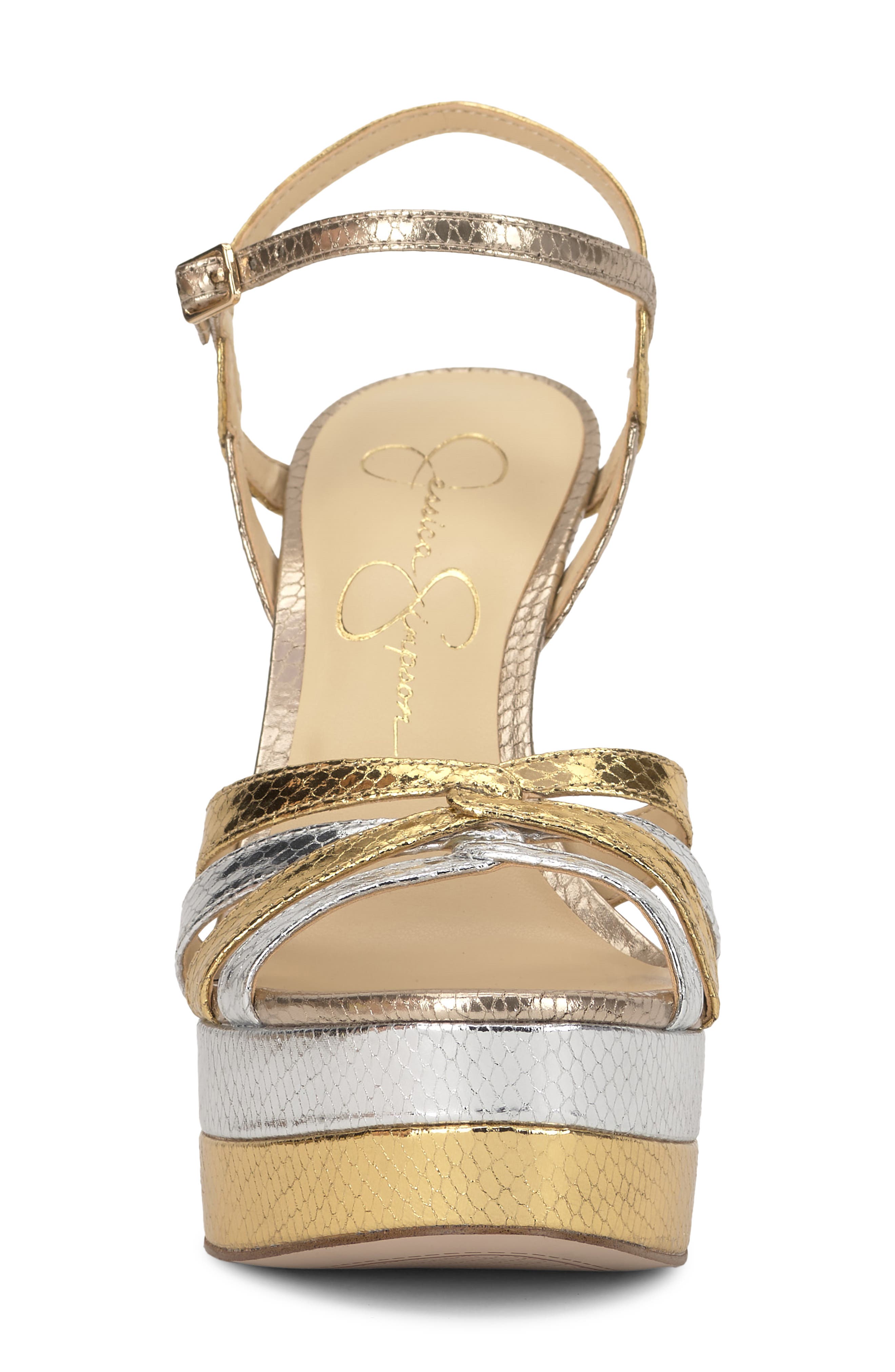 Itzari Ankle Strap Platform Sandal, Alternate, color, GOLD