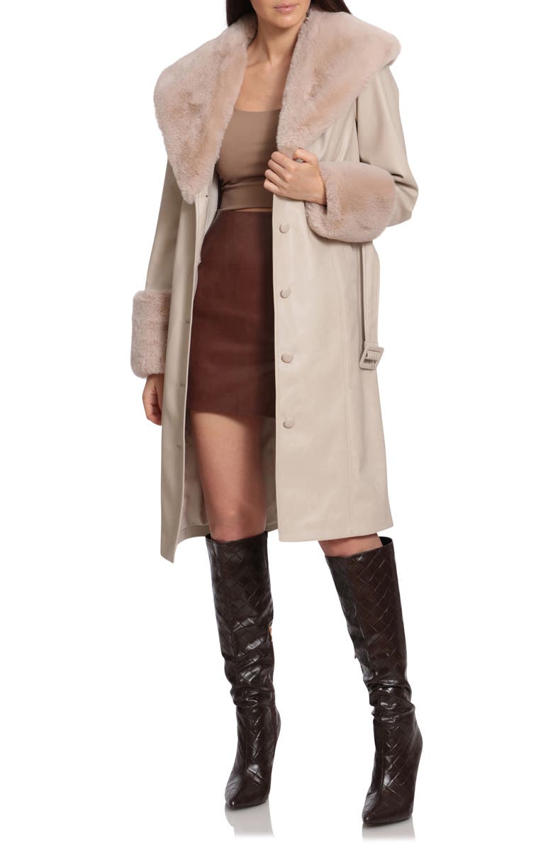 Avec Les Filles Faux Fur & Faux Leather Coat, Main, color, 