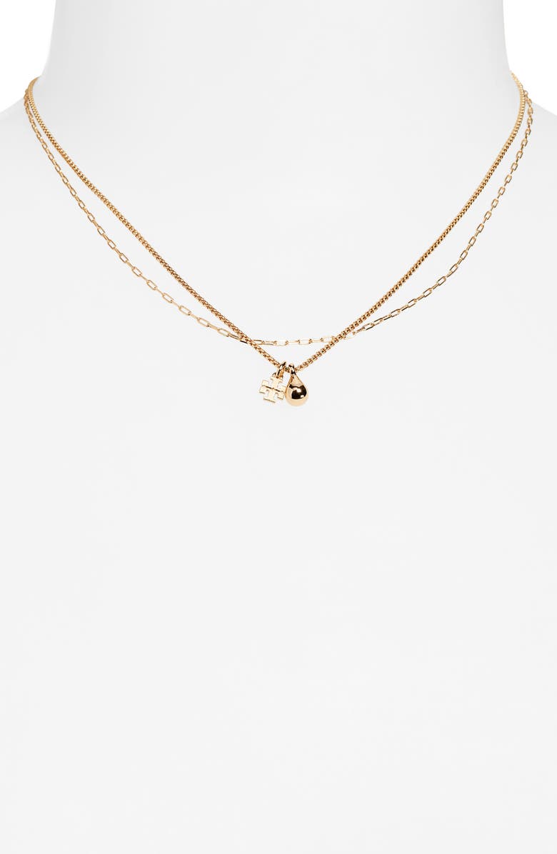 Tory Burch Good Luck Chain Layered Necklace, Alternate, color, Tory Gold