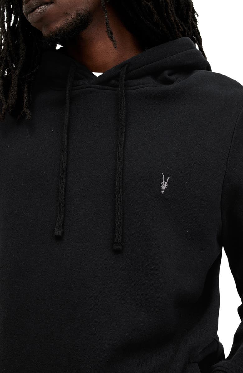 AllSaints Raven Cotton Hoodie, Alternate, color, Black