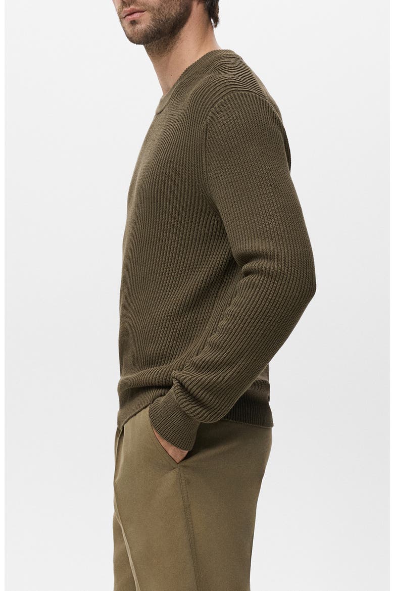 Fine Rib Knit Cotton Crewneck Sweater, Alternate, color, OLIVE GREEN
