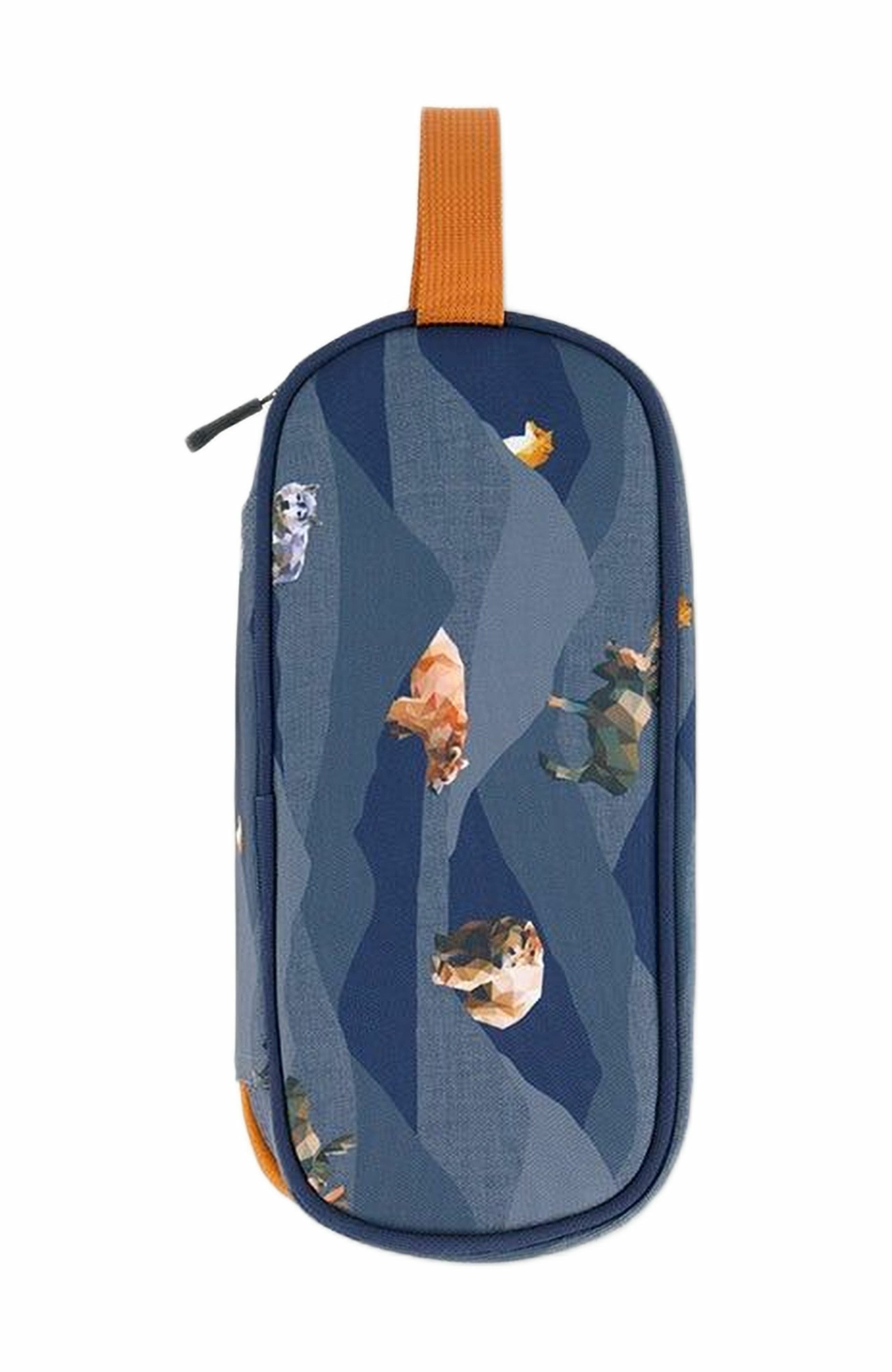 Deux par Deux Boy's Pencil Case Navy Printed Moutains Animals, Alternate, color, 