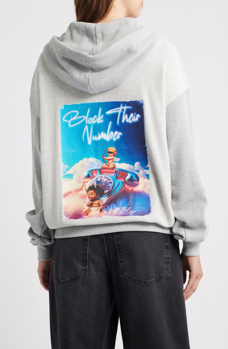 BOYS LIE Block Their Number V3 Racer Waffle Knit Hoodie, Alternate, color, Heather Grey