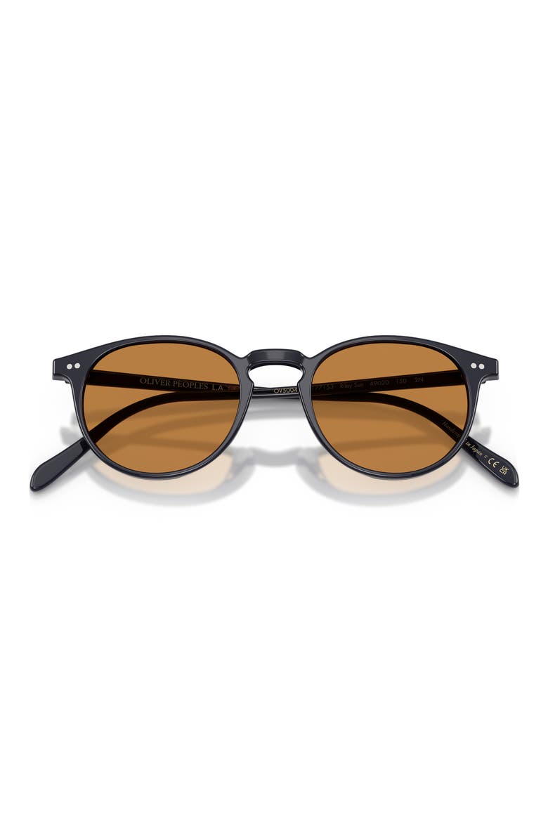 Riley 49mm Round Sunglasses, Alternate, color, HANADA INDIGO / COGNAC