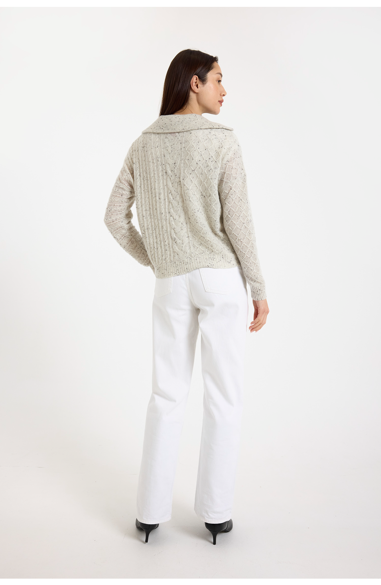 Brodie Pure Cashmere Mix Cable 100% Cashmere Half Zip Sweater, Alternate, color, Forst