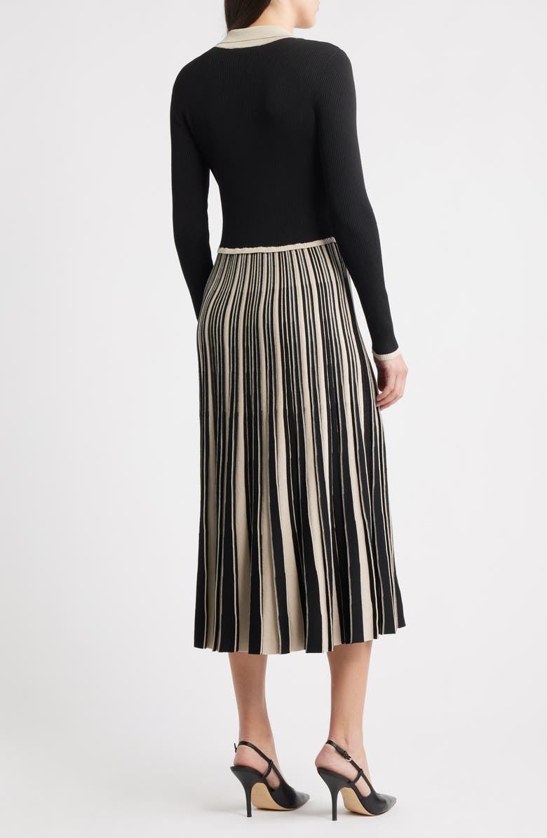 ZOE AND CLAIRE Stripe Long Sleeve Pleated Sweater Dress, Alternate, color, 