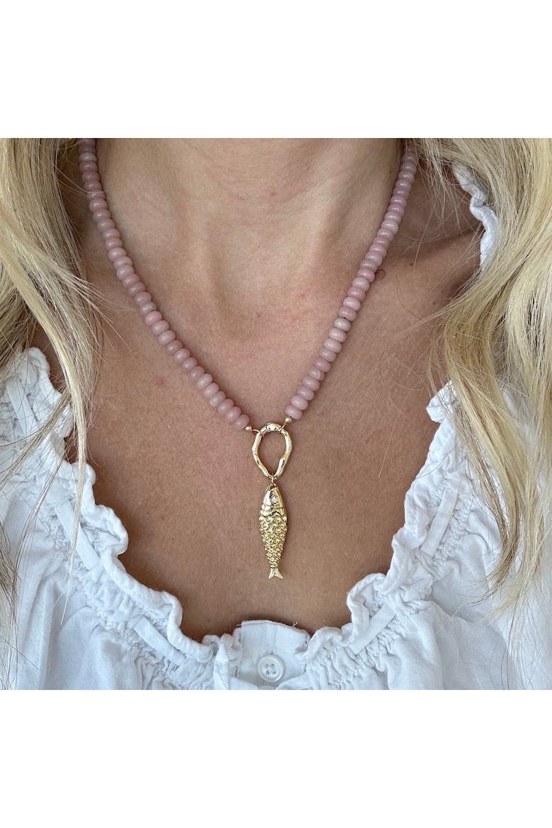 Blush Opal Fish Necklace, Alternate, color, Blush/Pink