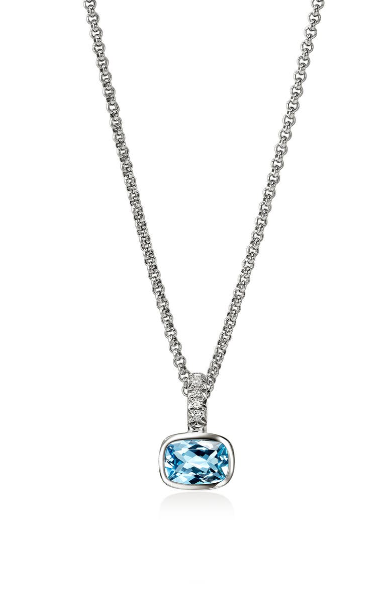 Heishi Necklace, Sterling Silver, Diamonds, 1.5mm, Main, color, SWISS BLUE TOPAZ