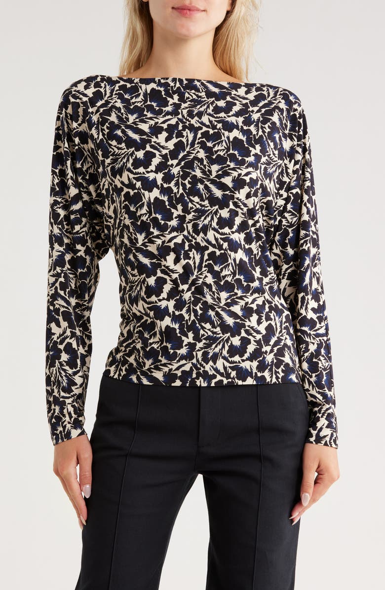 A.L.C. Tyler One-Shoulder Long Sleeve Top, Main, color, Navy/ Cream