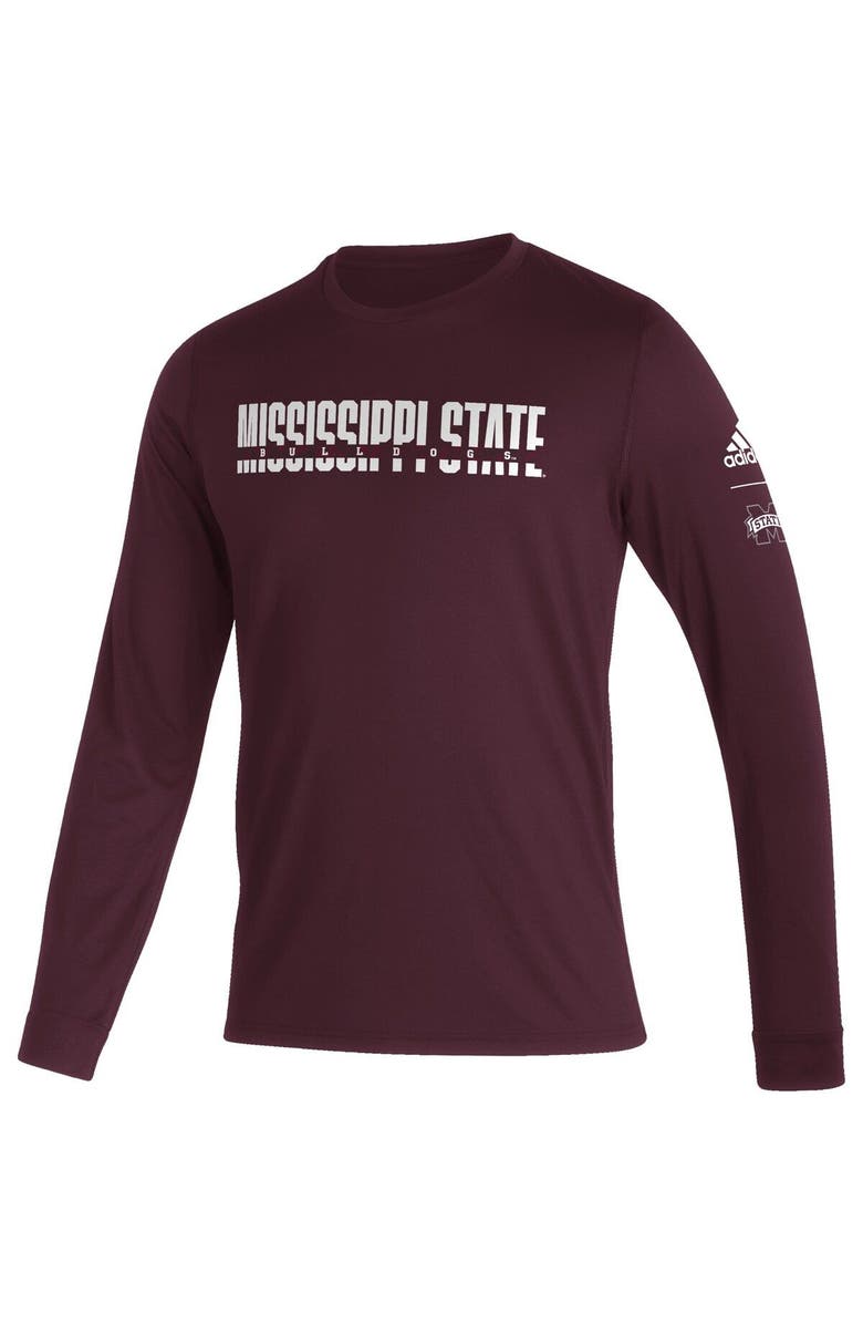 adidas Men's adidas Maroon Mississippi State Bulldogs Sideline Locker Strikethrough Creator AEROREADY Long Sleeve T-Shirt, Alternate, color, Maroon