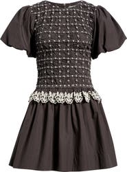 Damson Madder Audrey Smocked Puff Sleeve Organic Cotton Minidress