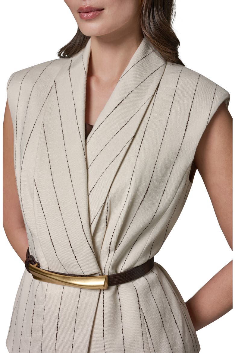 Sleeveless Belted Vest, Alternate, color, FLAX/ CANYO