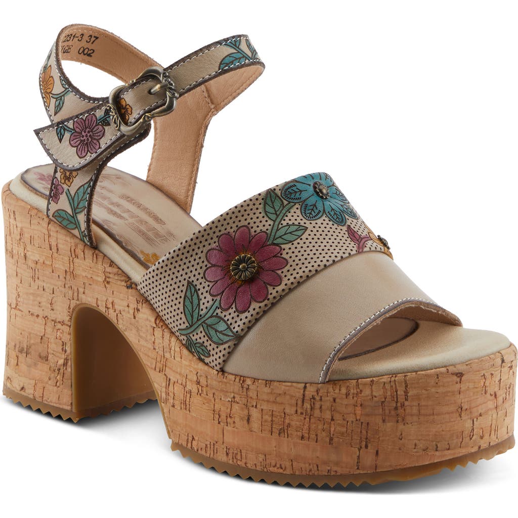 L'artiste By Spring Step Halena Platform Sandal In Beige Multi