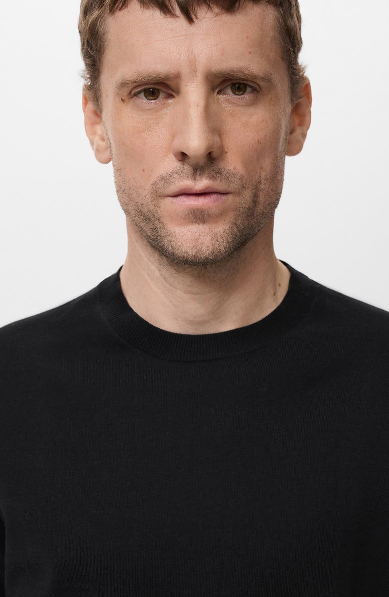 MANGO Short Sleeve Cotton Crewneck Sweater, Alternate, color, Black