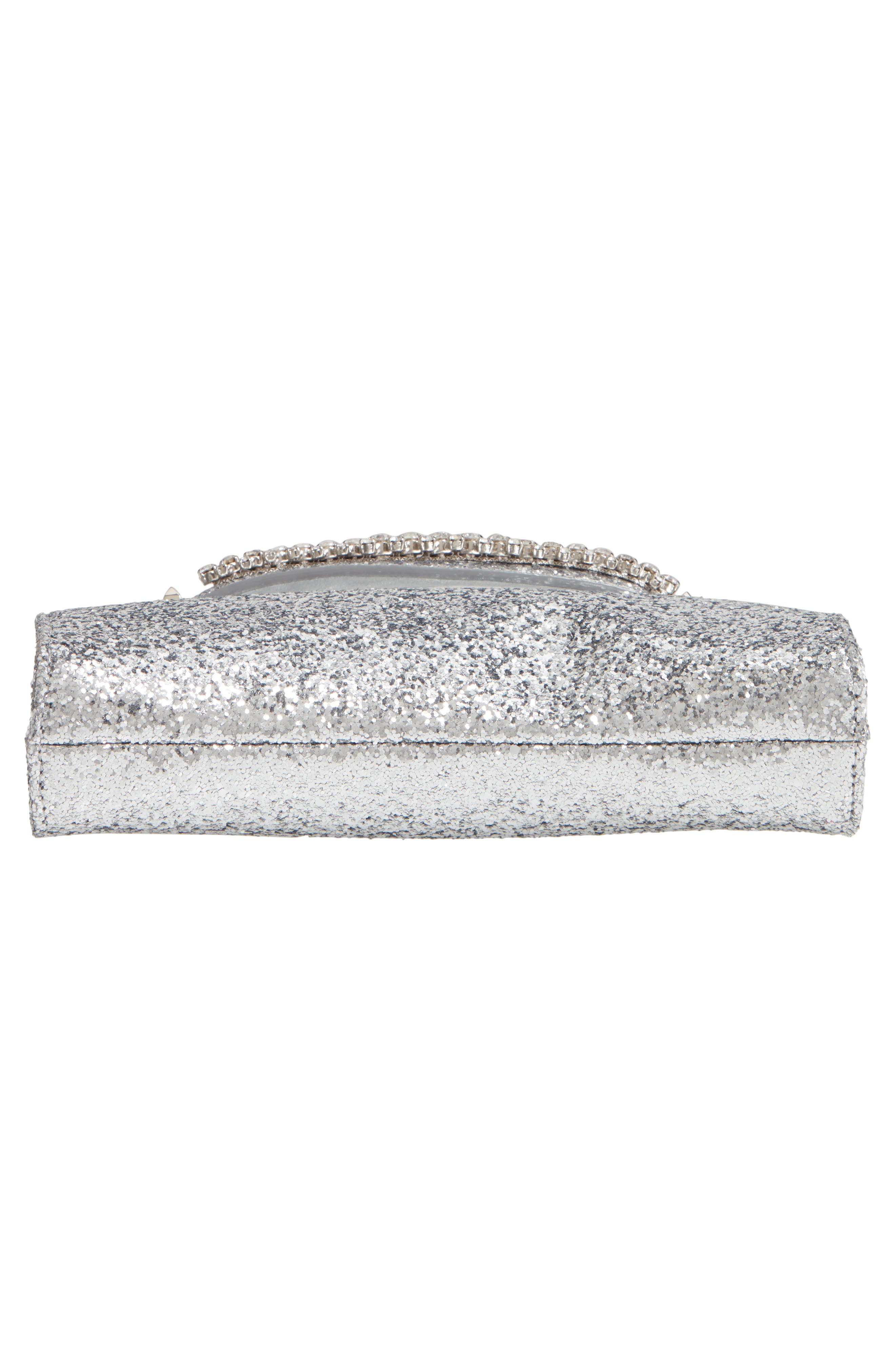 Jimmy Choo Galactica Glitter Clutch with Crystal Bracelet Handle, Alternate, color, 