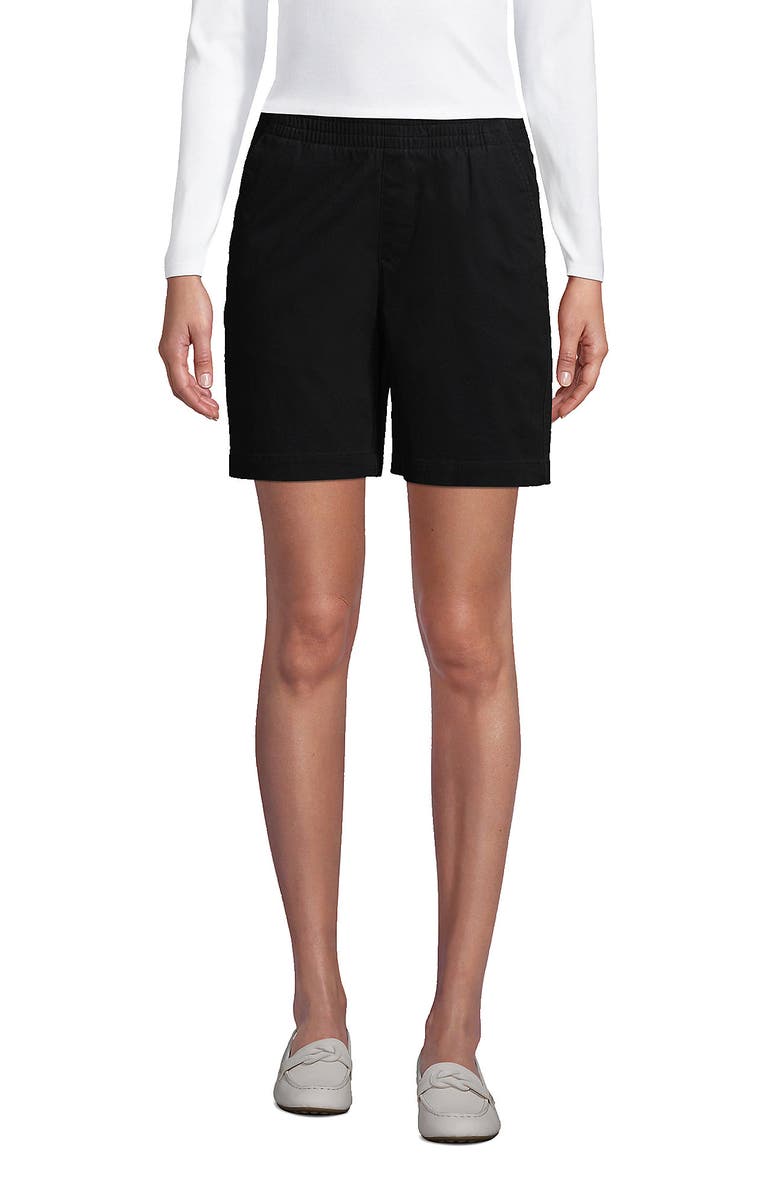 Lands' End Pull On 7" Chino Shorts, Main, color, Black
