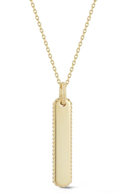 14K Gold Bar Pendant Necklace