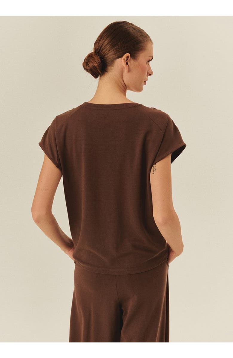 Exquise Oaklyn T-Shirt  Polished Embellished Cotton Tee, Alternate, color, Brown