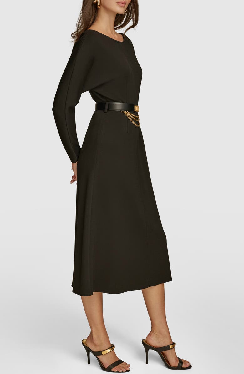 Donna Karan New York Belted Bracelet Sleeve Dress, Alternate, color, Black
