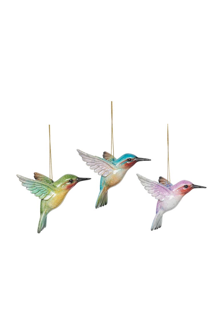 Hummingbird Ornaments, Set of 3, Main, color, Green
