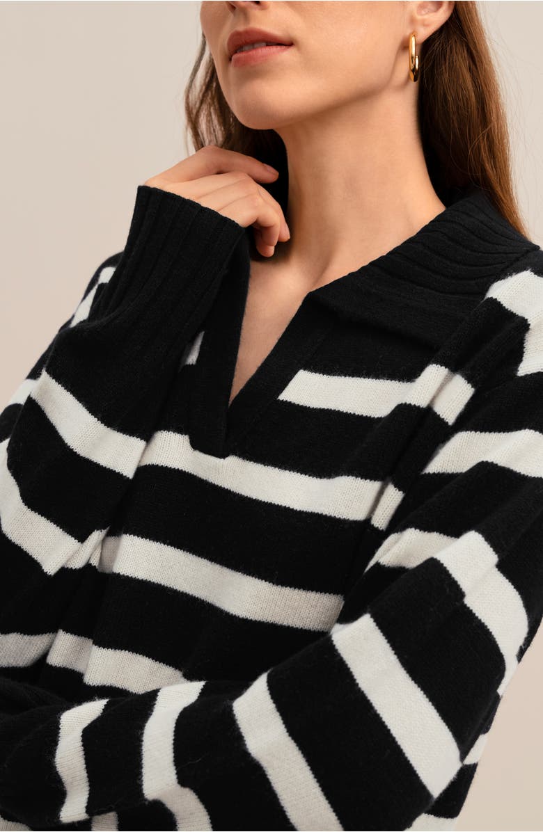 Lilysilk The Gilly Stripe Sweater, Alternate, color, Black