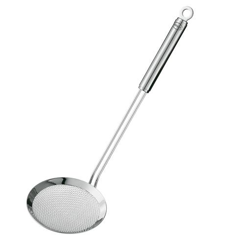 Round Handle Coarse Mesh Wire Kitchen Skimmer, 5.5" Diameter, Silver