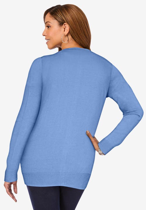 Jessica London Fine Gauge Cardigan In Blue