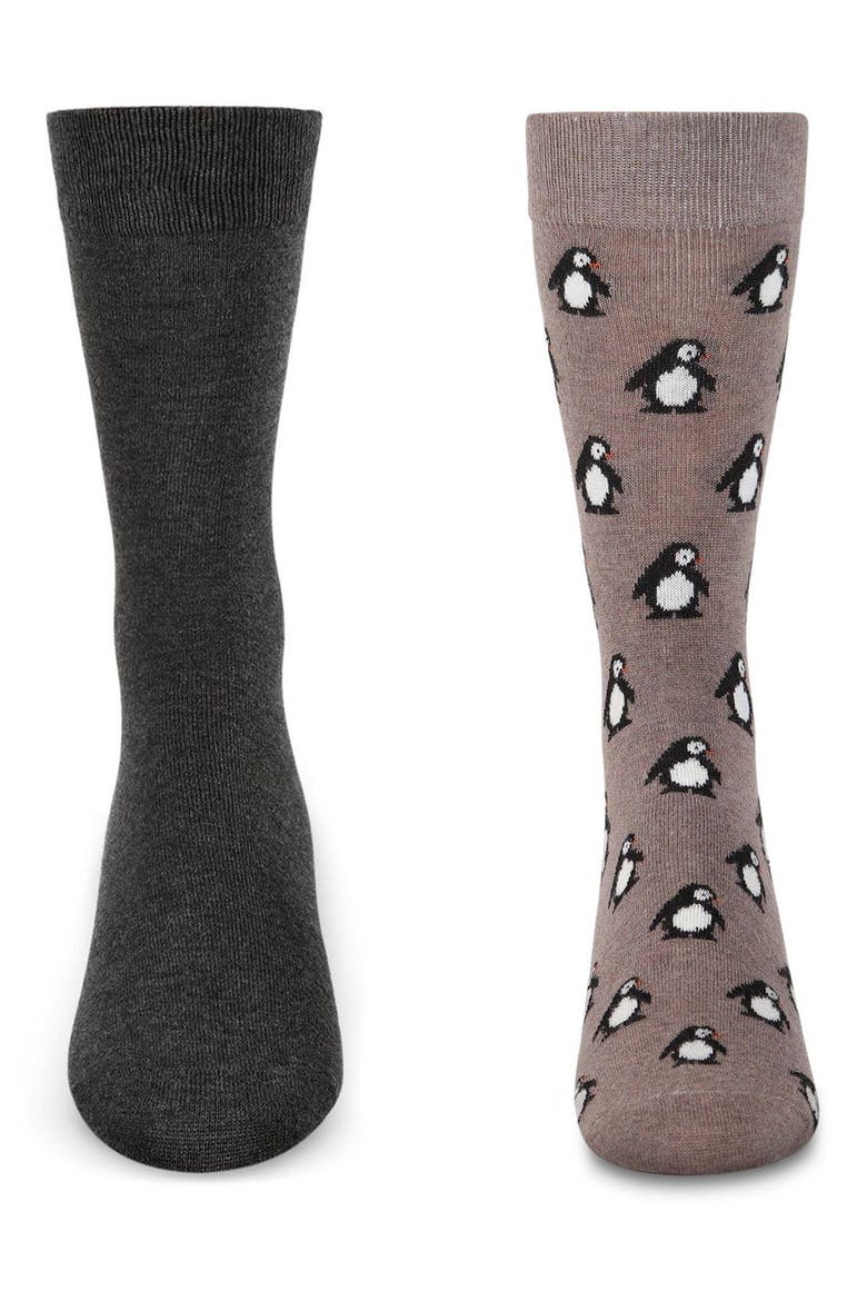Assorted 2-Pack Crew Socks, Alternate, color, BLACK-BEIGE