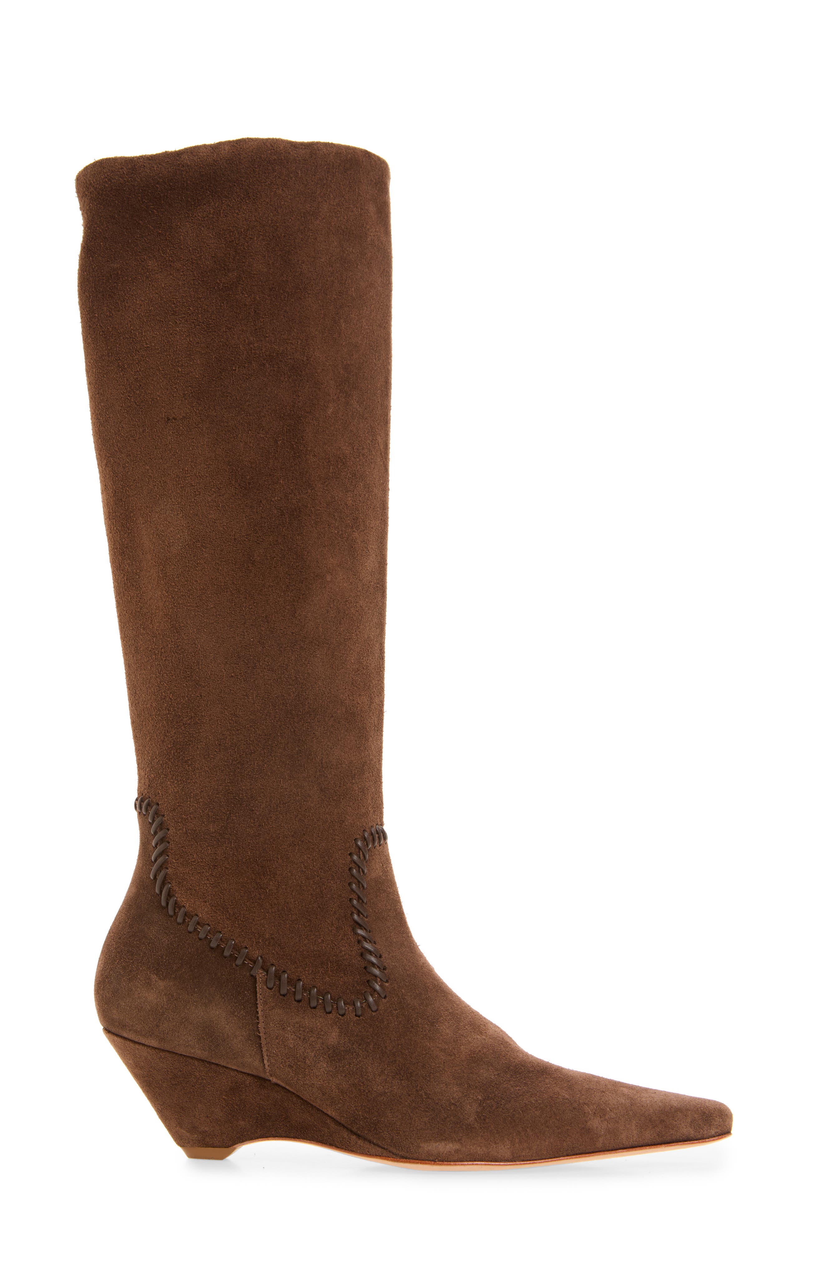 Marta Curved Wedge Boot, Alternate, color, CHOCOLATE