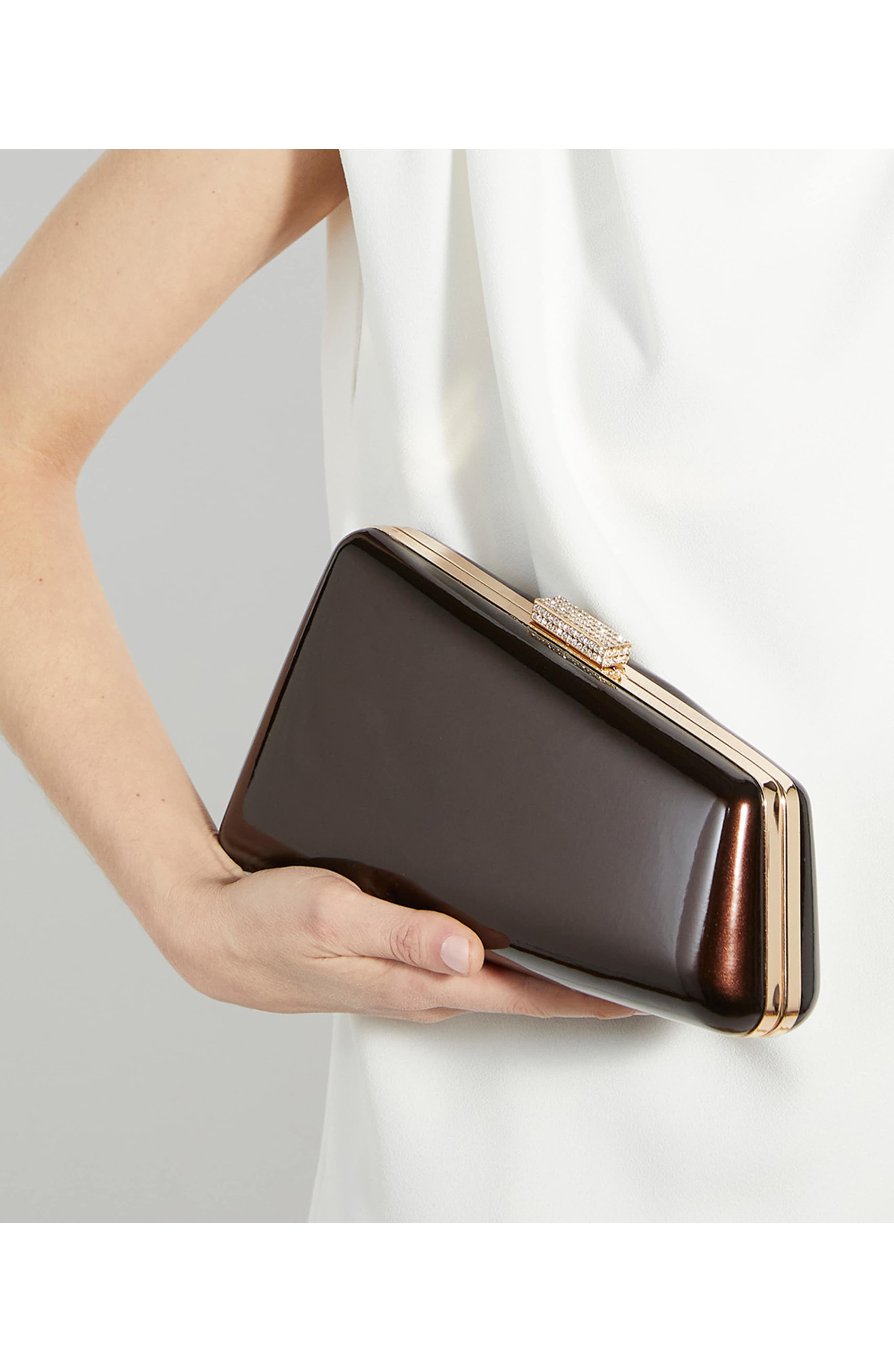 Dune London Balancing Frame Clutch, Alternate, color, Brown