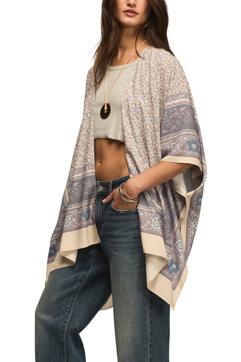 Border Print Open Front Jacket, Alternate, color, BLUE BORDER PRINT