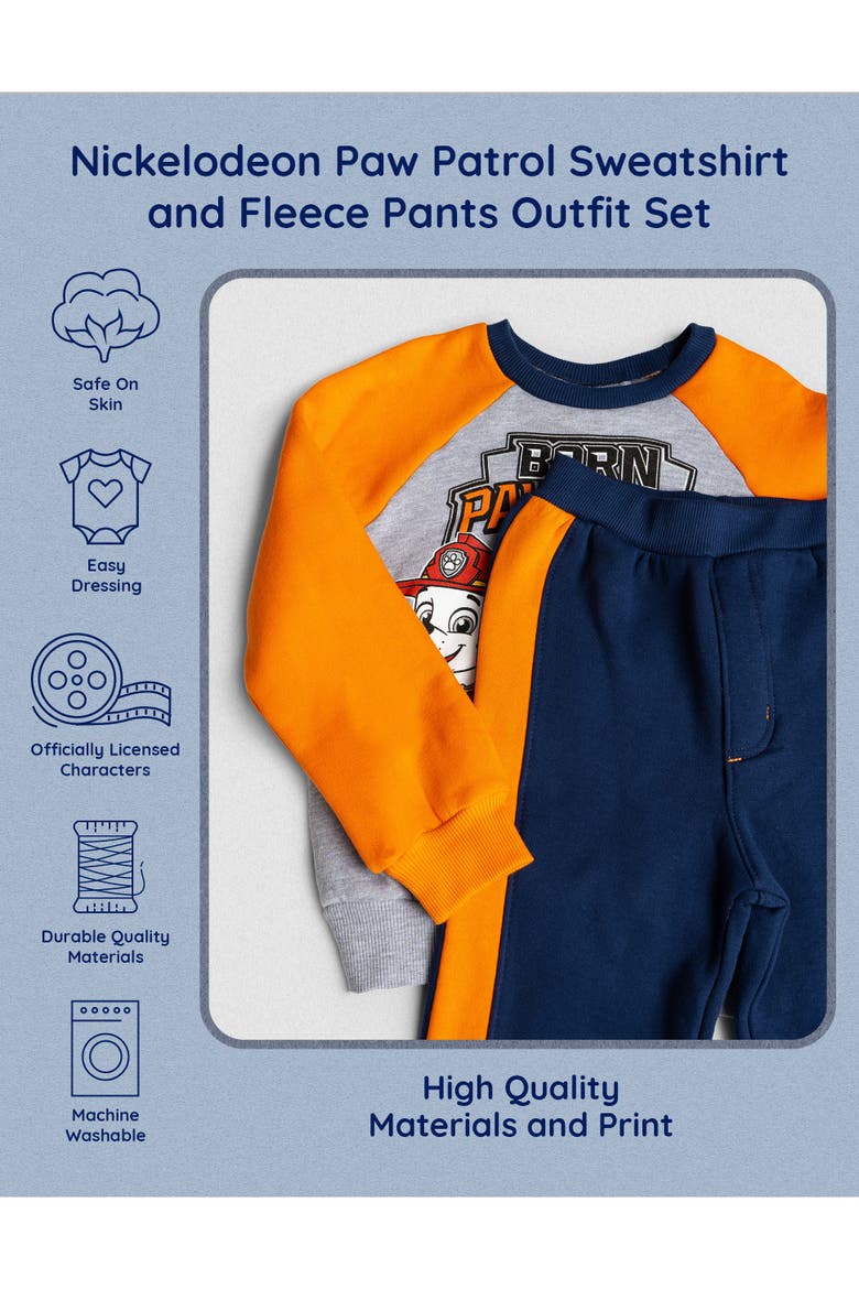 Paw Patrol 2-Piece Fleece Sweatshirt and Pants Set, Alternate, color, Grey Carrot Navy
