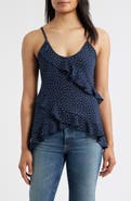 Loveappella Polka Dot Ruffle Crepe Camisole