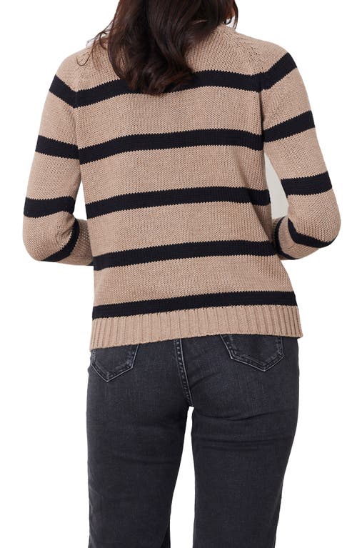 Paneros Clothing Sloane Stripe Cotton Crewneck Sweater In Mocha Stripe