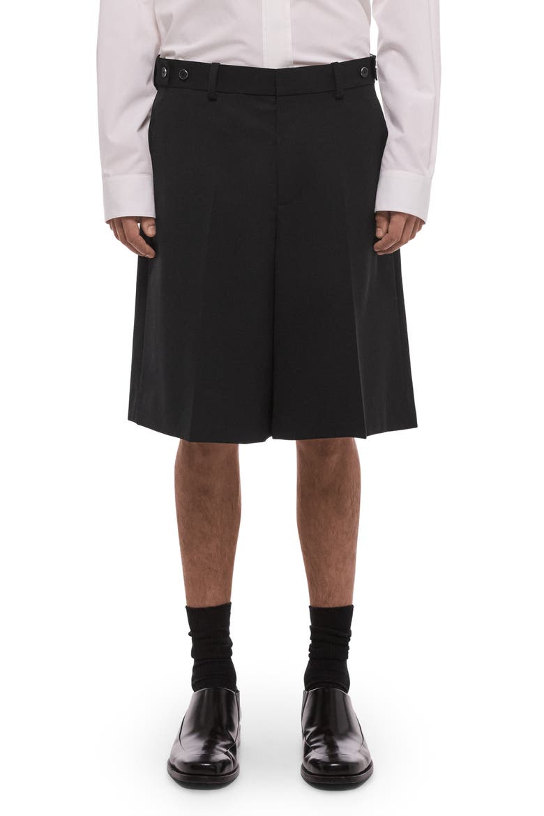 Gab Pleated Wool Shorts, Main, color, BLACK