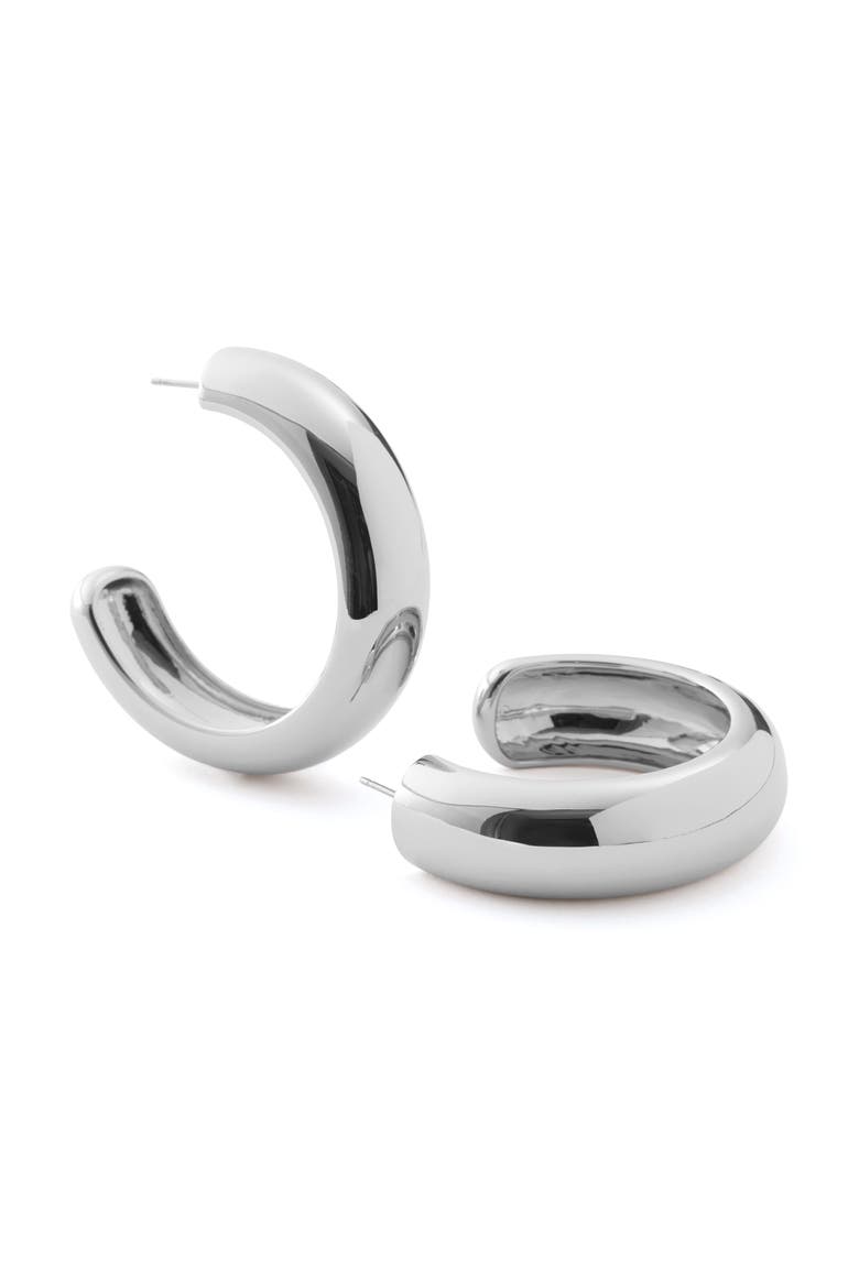 Large Gia Hoop Earrings, Main, color, HIGH POLISH SILVER