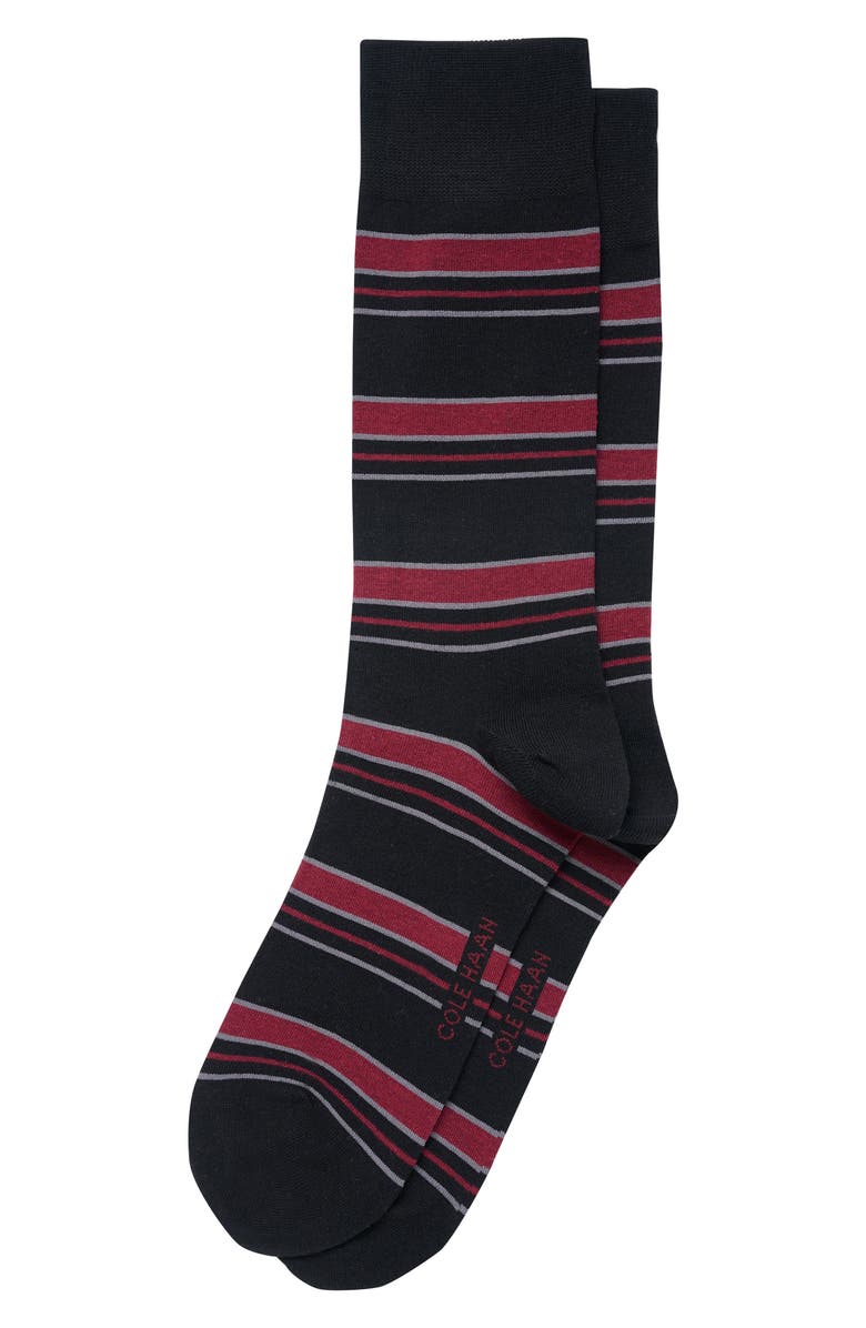 Cole Haan Stripe Dress Socks, Main, color, Black