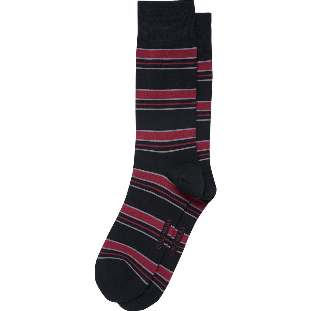 Cole Haan Stripe Dress Socks In Black