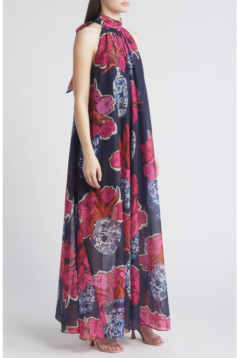 Kinosei Floral Organza Maxi Dress, Alternate, color, DARK BLUE